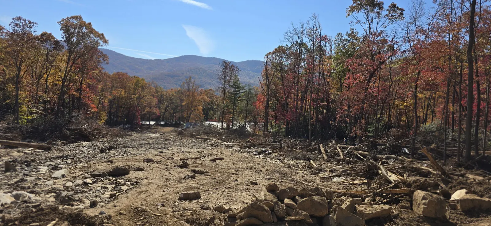 Cleared debris area in Western North Carolina