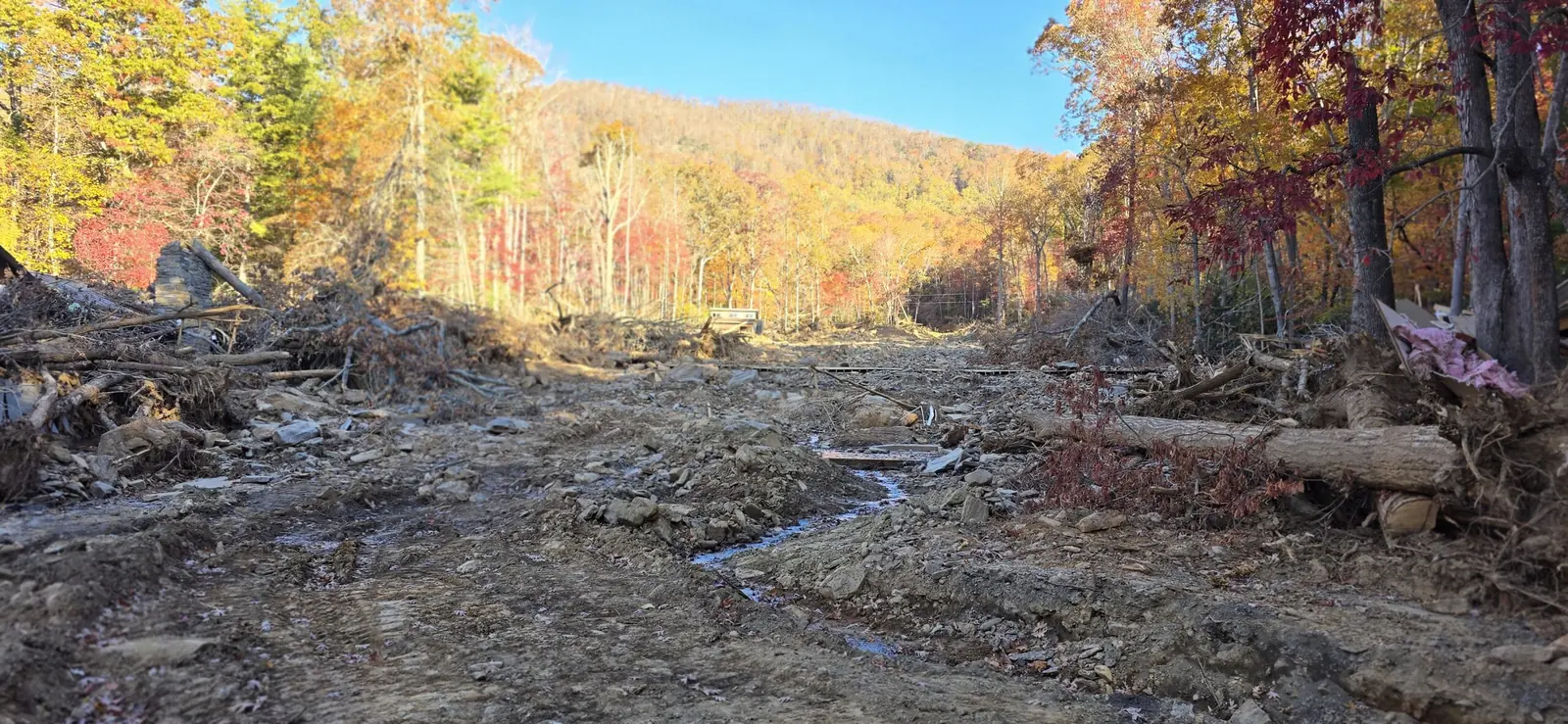 Flood debris in Western North Carolina after Hurricane Helene