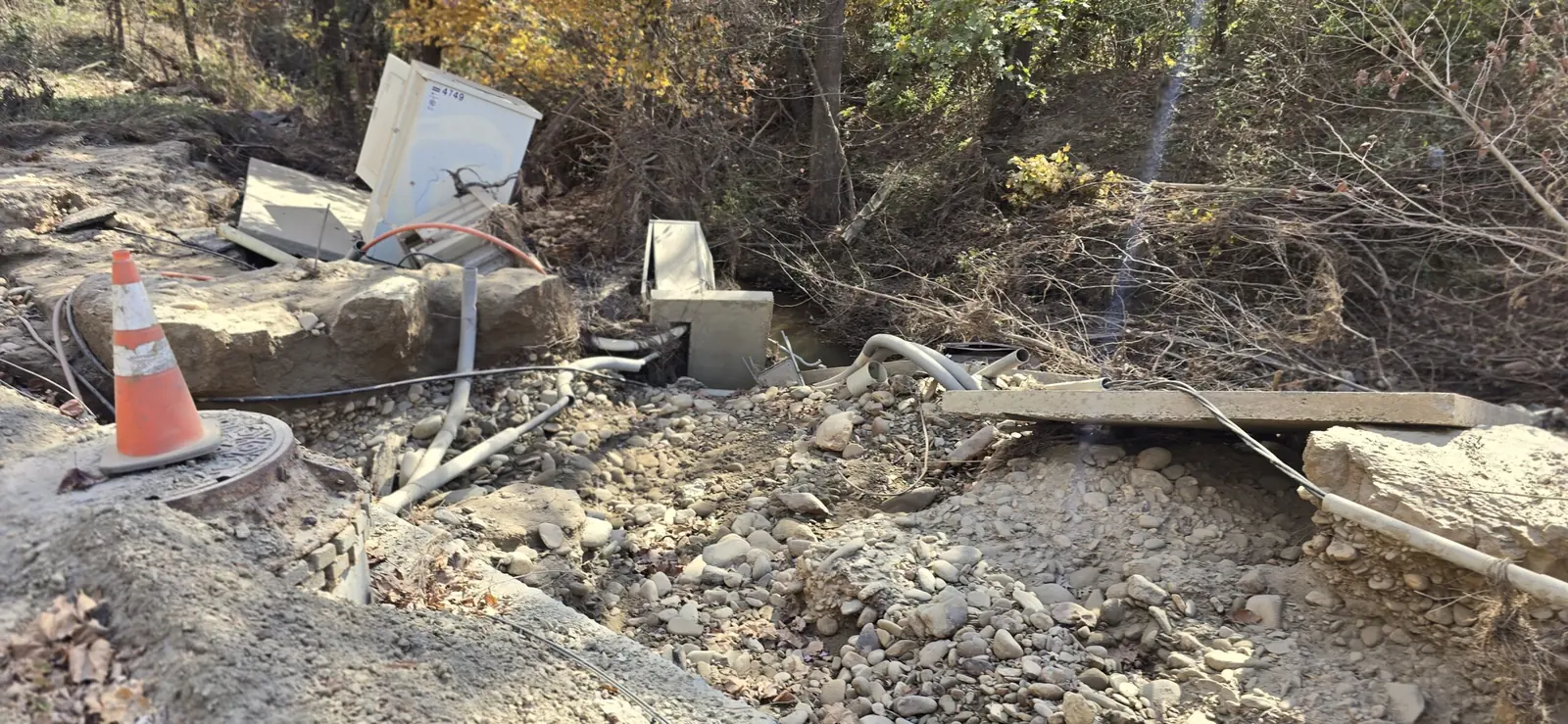 Debris removal site after Hurricane Helene