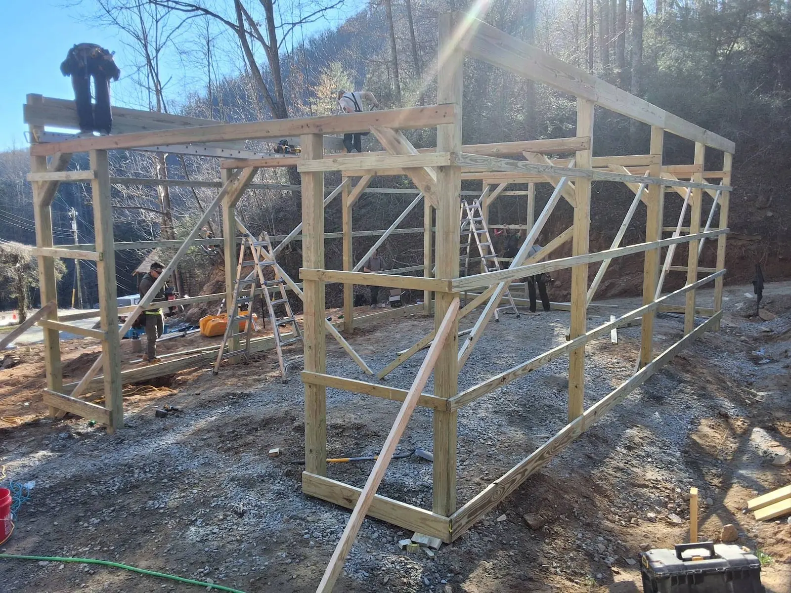 Volunteers framing a home in Western North Carolina